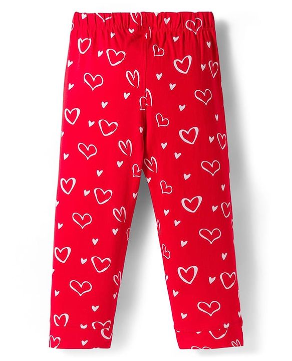 Babyhug Disney Single Jersey Knit Full Sleeves Co-ords Night Suit with Minnie Mouse Graphic - Red