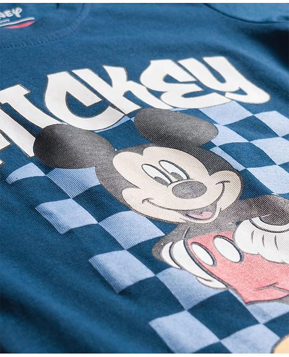 Babyhug Disney Single Jersey Knit Full Sleeves Night Suite with Mickey Mouse Graphic - Navy Blue