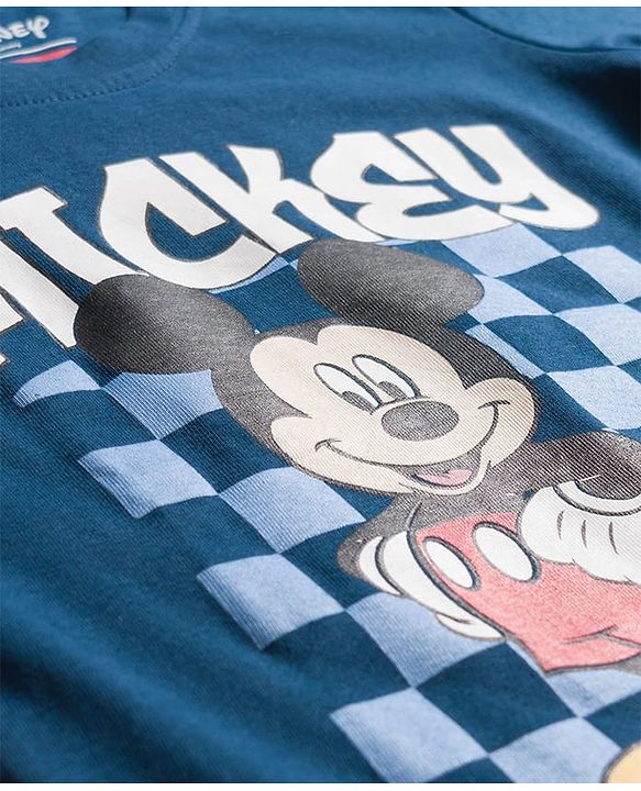 Babyhug Disney Single Jersey Knit Full Sleeves Night Suite with Mickey Mouse Graphic - Navy Blue