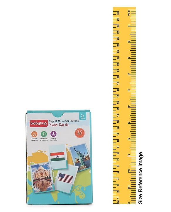 Babyhug Premium Double Sided Country Flags & Monuments Flash Cards 118 Cards English Early Geography Learning| General Knowledge Builder| BIS Certified Educational Gifting Easy to Understand & Play