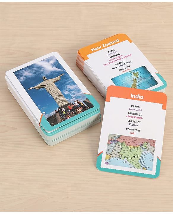 Babyhug Premium Double Sided Country Flags & Monuments Flash Cards 118 Cards English Early Geography Learning| General Knowledge Builder| BIS Certified Educational Gifting Easy to Understand & Play