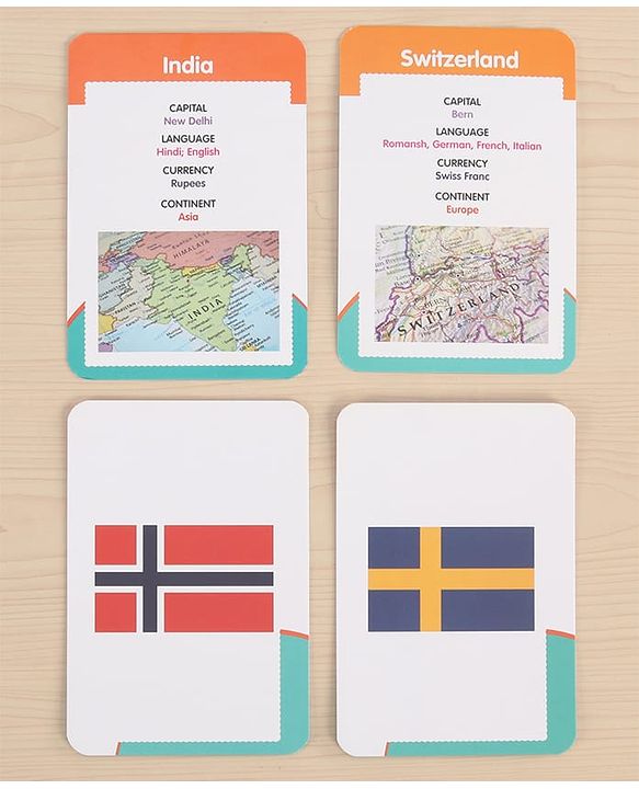 Babyhug Premium Double Sided Country Flags & Monuments Flash Cards 118 Cards English Early Geography Learning| General Knowledge Builder| BIS Certified Educational Gifting Easy to Understand & Play