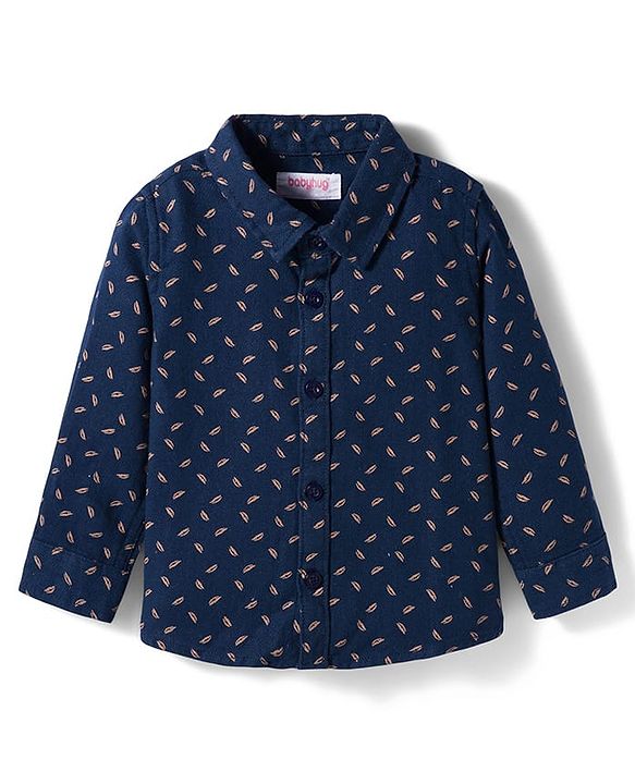 Babyhug Cotton Woven Full Sleeves Printed Night Suit - Navy Blue