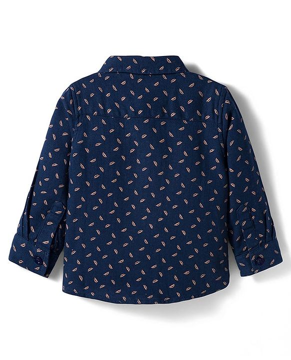 Babyhug Cotton Woven Full Sleeves Printed Night Suit - Navy Blue