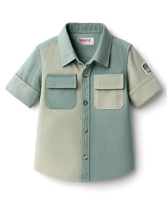 Babyhug Cotton Woven Full Sleeve Corduroy Cut & Sew Shirt - Multicolour