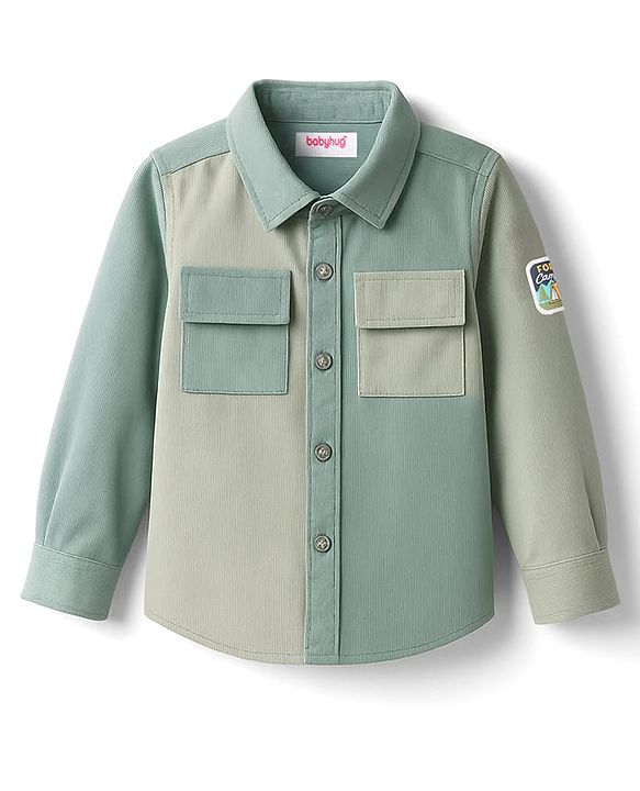 Babyhug Cotton Woven Full Sleeve Corduroy Cut & Sew Shirt - Multicolour