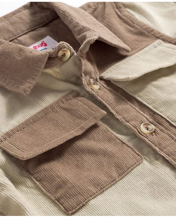 Babyhug Cotton Woven Full Sleeves Solid Corduroy Cut & Sew Shirt - Multicolor