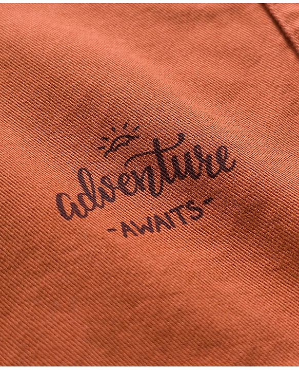 Babyhug Cotton Woven Full Sleeves Oversize Shirt With Mountains Print - Rust Orange