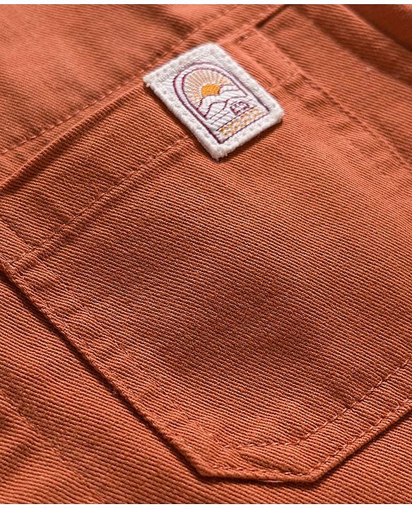 Babyhug Cotton Woven Full Sleeves Oversize Shirt With Mountains Print - Rust Orange