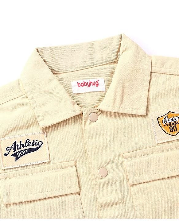 Babyhug Cotton Woven Full Sleeves Regular Collar Solid Shirt - Off White