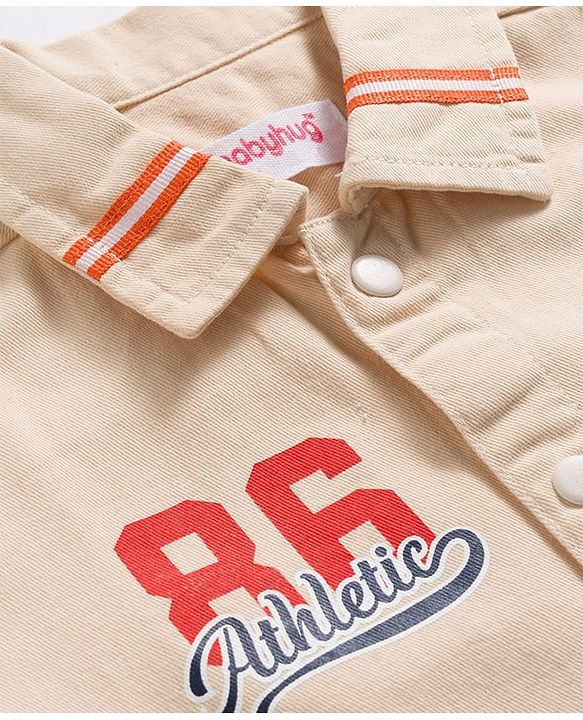 Babyhug Cotton Woven Full Sleeves Oversized Shirt with Numerical Print - Off White