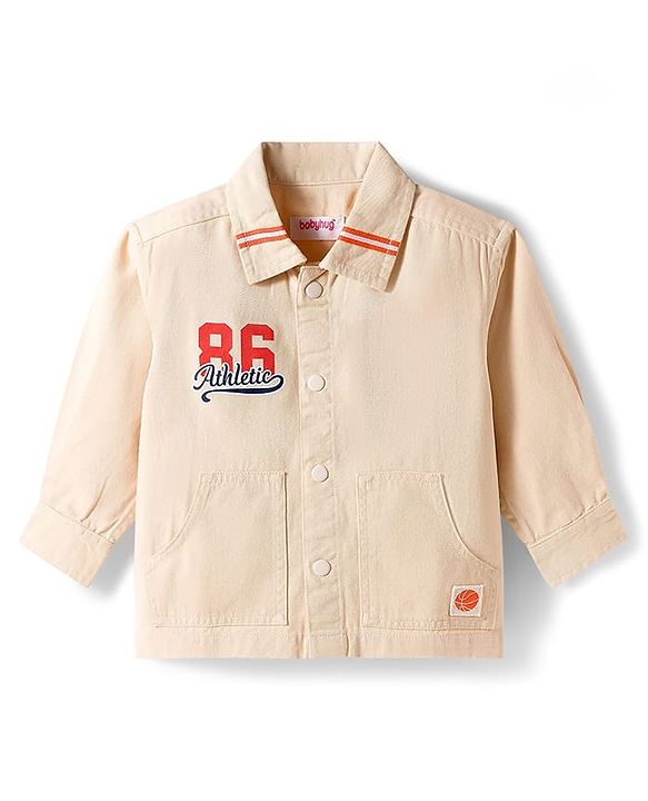 Babyhug Cotton Woven Full Sleeves Oversized Shirt with Numerical Print - Off White