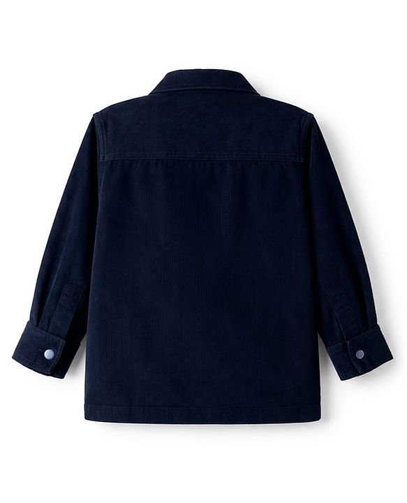 Babyhug Cotton Woven Full Sleeves Solid Corduroy Shirt - Navy Blue