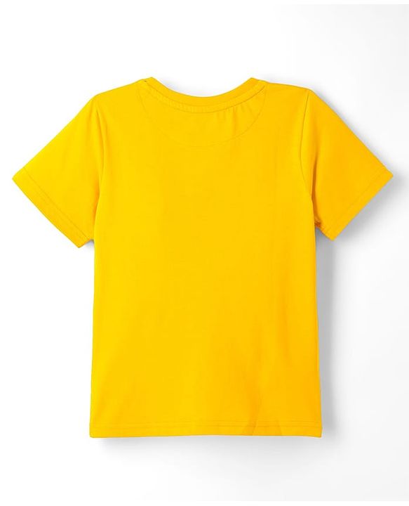 Pine Kids Cotton Knit Half Sleeves T-Shirt With New York Print - Yellow