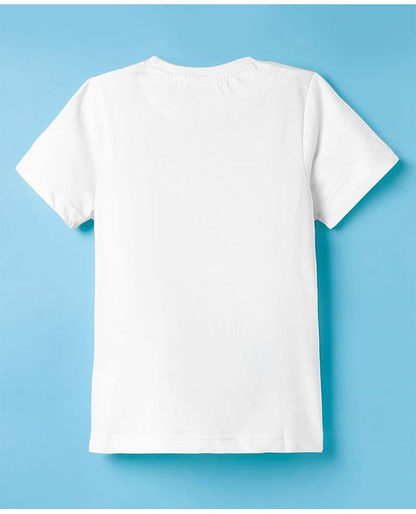 Pine Kids Cotton Knit Half Sleeves T-Shirt With Boat Print - White