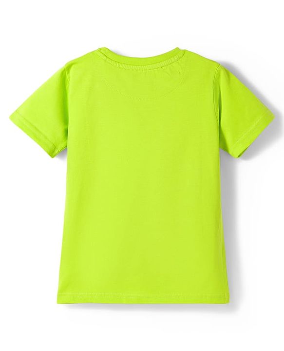 Pine Kids 100% Cotton Knit Half Sleeves Aeroplane Printed T-Shirt - Lime Green