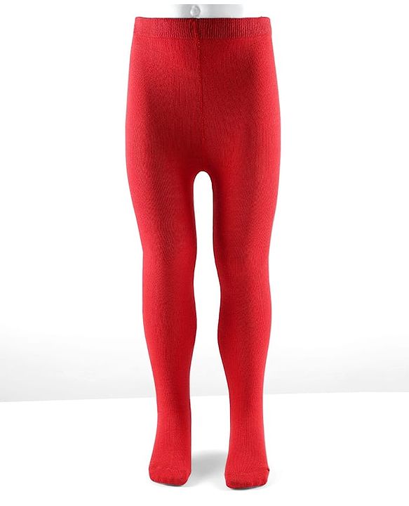 Cute Walk by Babyhug Cotton Knit Full Length Antibacterial Wash Tights - Red