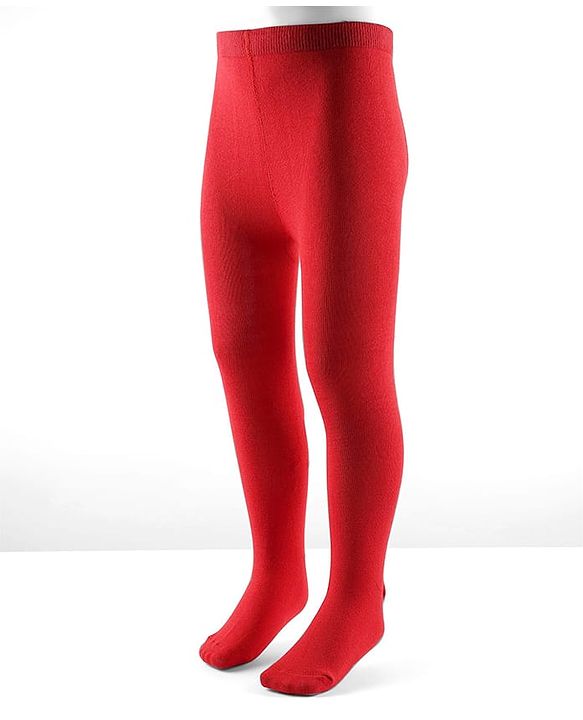 Cute Walk by Babyhug Cotton Knit Full Length Antibacterial Wash Tights - Red