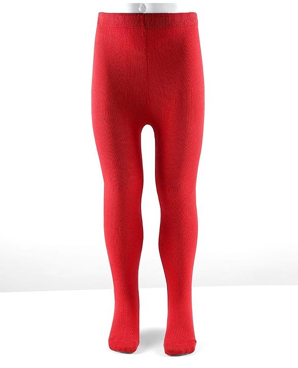 Cute Walk by Babyhug Cotton Knit Full Length Antibacterial Wash Tights - Red