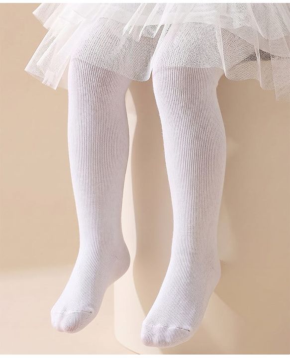 Cute Walk by Babyhug Antibacterial Footed Solid Wash Tights - White