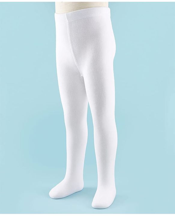 Cute Walk by Babyhug Antibacterial Footed Solid Wash Tights - White