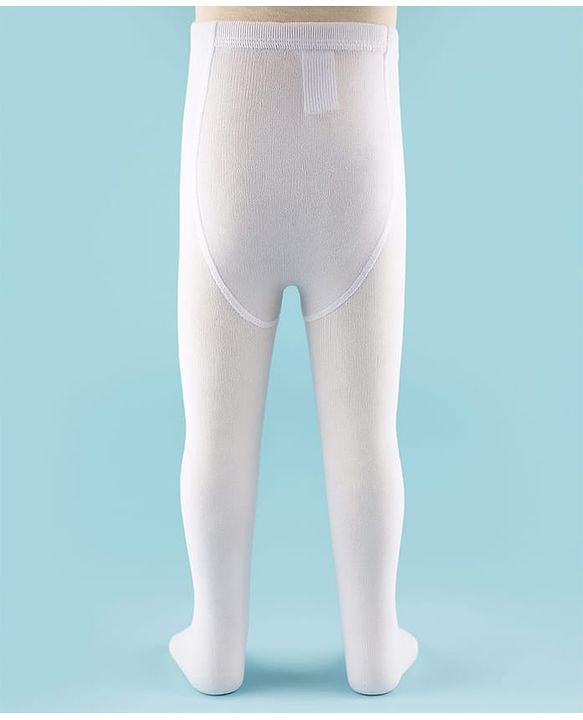 Cute Walk by Babyhug Antibacterial Footed Solid Wash Tights - White