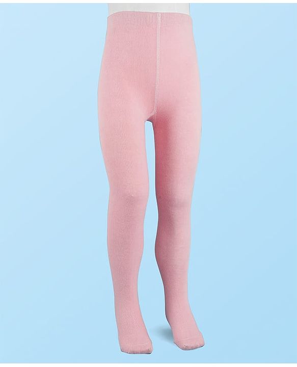 Cute Walk by Babyhug Cotton Knit Antibacterial Wash Solid Tights - Pink