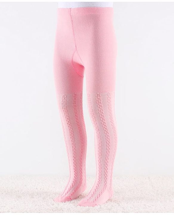 Cute Walk by Babyhug Cotton Knit Full Length Antibacterial Wash Tights With Cable Knit Design - Pink