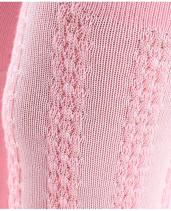 Cute Walk by Babyhug Cotton Knit Full Length Antibacterial Wash Tights With Cable Knit Design - Pink