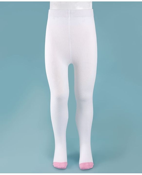 Cute Walk by Babyhug Cotton Knit Full Length Antibacterial Wash Tights - White