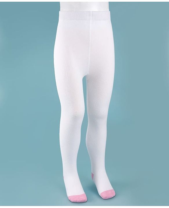 Cute Walk by Babyhug Cotton Knit Full Length Antibacterial Wash Tights - White