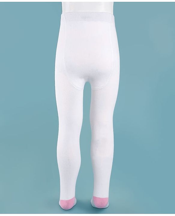 Cute Walk by Babyhug Cotton Knit Full Length Antibacterial Wash Tights - White