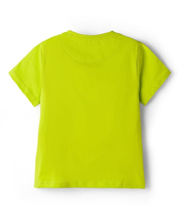 Pine Kids 100% Cotton Knit Half Sleeves Bike Printed T-Shirt - Lime Green