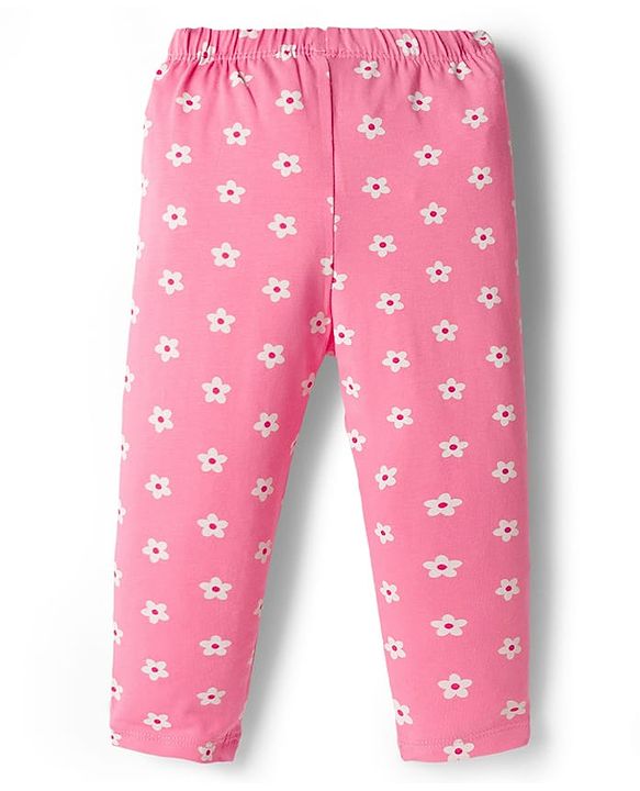 Babyhug Cotton Lycra Knit Full Length Leggings With Floral & Polka Dot Print Pack of 3 - Multicolor