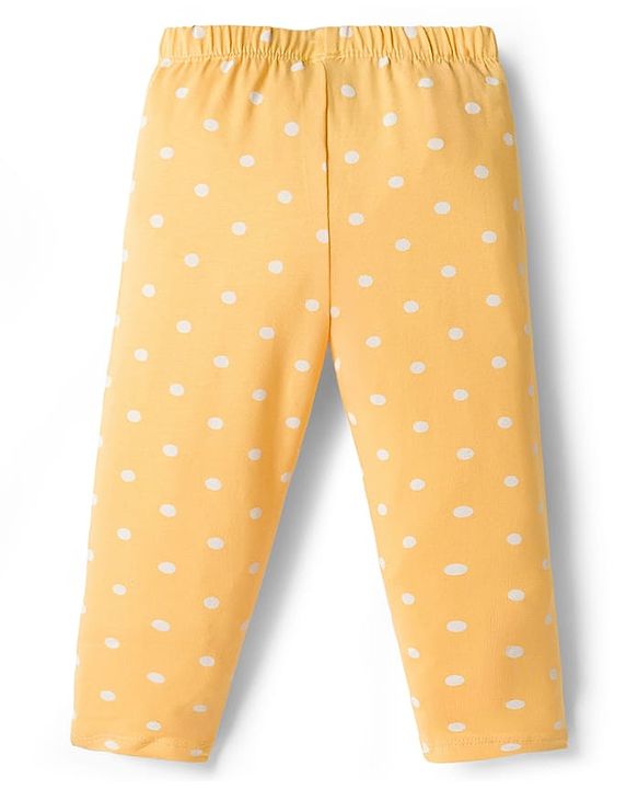 Babyhug Cotton Lycra Knit Full Length Leggings With Floral & Polka Dot Print Pack of 3 - Multicolor