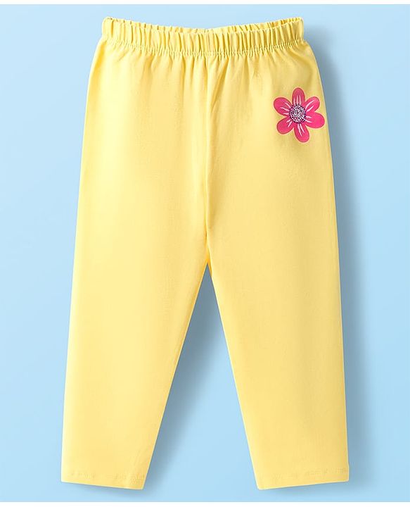 Babyhug Cotton Lycra Knit Full Length Floral & Polka Dots Printed Leggings Pack Of 3 - Multicolour