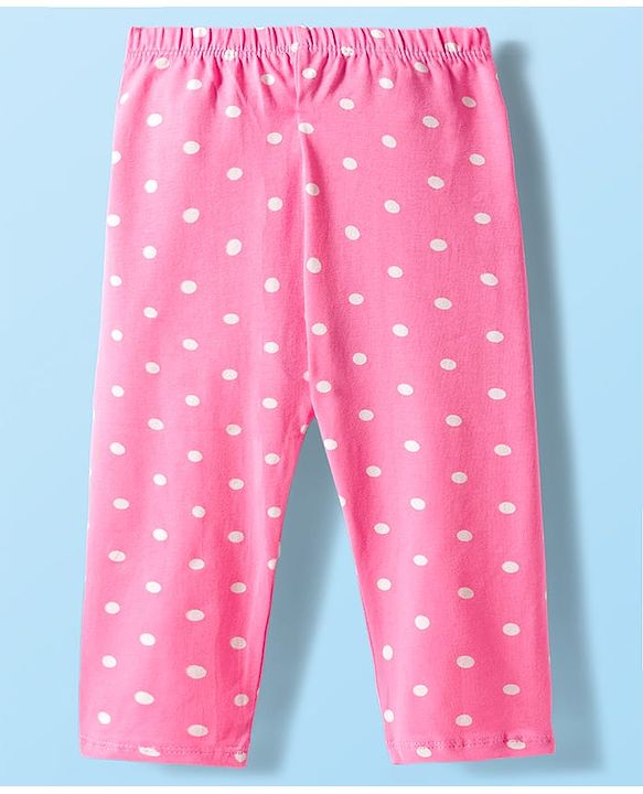 Babyhug Cotton Lycra Knit Full Length Floral & Polka Dots Printed Leggings Pack Of 3 - Multicolour