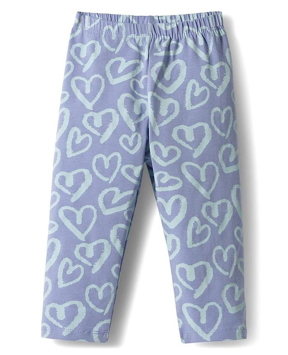 Babyhug Cotton Lycra Knit Full Length Leggings with Heart Polka Dots & Floral Print Pack of 3 - Multicolor