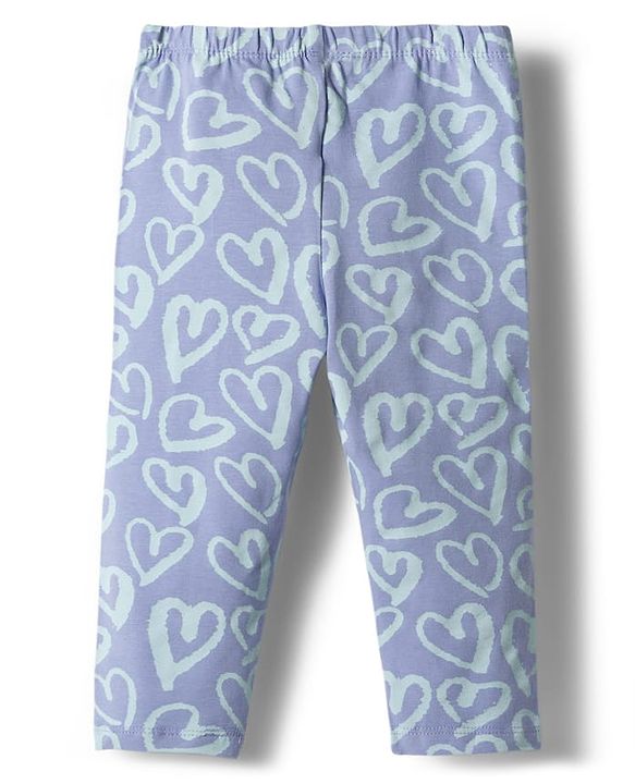 Babyhug Cotton Lycra Knit Full Length Leggings with Heart Polka Dots & Floral Print Pack of 3 - Multicolor