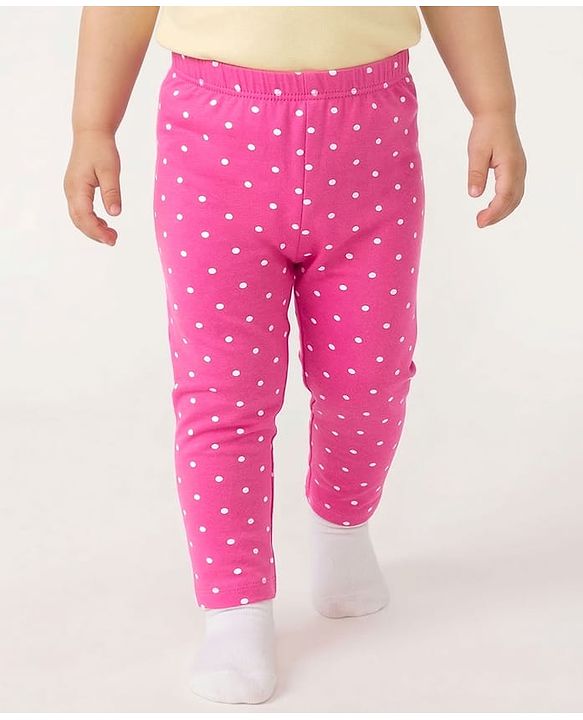 Babyhug Cotton Lycra Knit Full Length Leggings with Floral & Polka Dot Print Pack of 3 - Multicolor