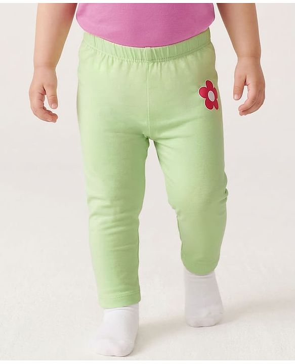 Babyhug Cotton Lycra Knit Full Length Leggings with Floral & Polka Dot Print Pack of 3 - Multicolor