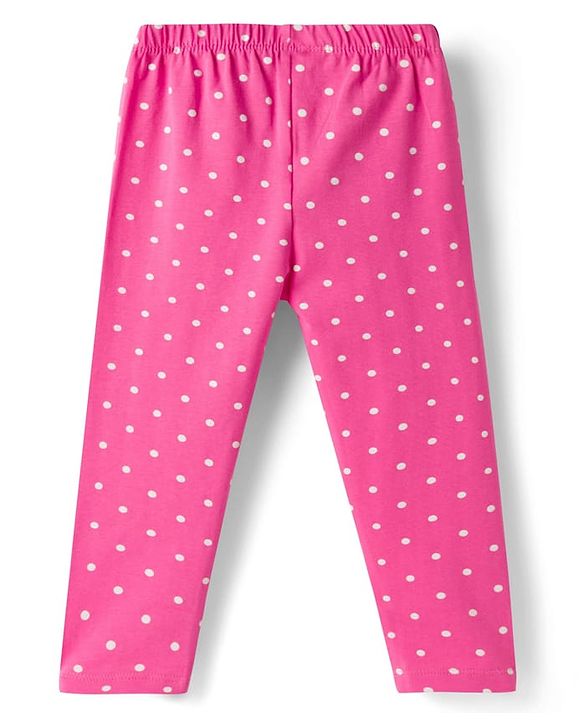 Babyhug Cotton Lycra Knit Full Length Leggings with Floral & Polka Dot Print Pack of 3 - Multicolor