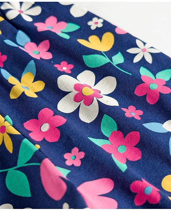 Babyhug Cotton Lycra Knit Full Length Leggings with Floral Print Pack of 3 - Multicolor