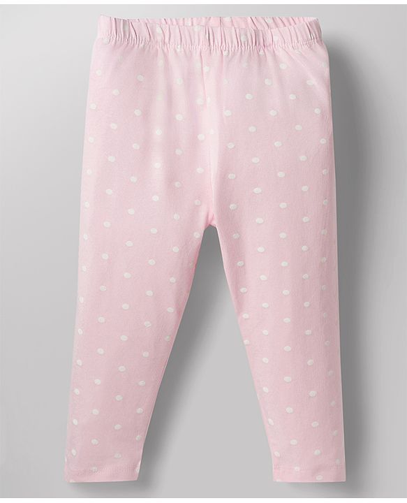 Babyhug Cotton Knit Full Length Leggings with Polka Dots & Star Print Pack of 5 - Multicolour