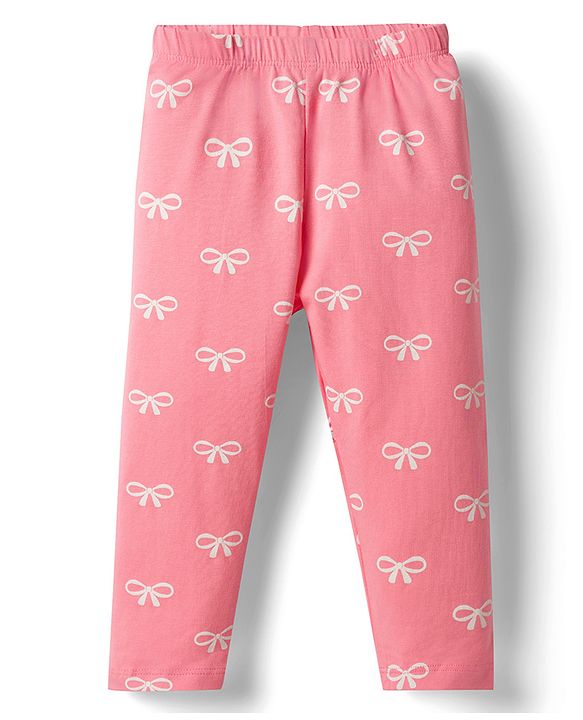Babyhug Cotton Knit Full Length Leggings with Polka Dots & Star Print Pack of 5 - Multicolour