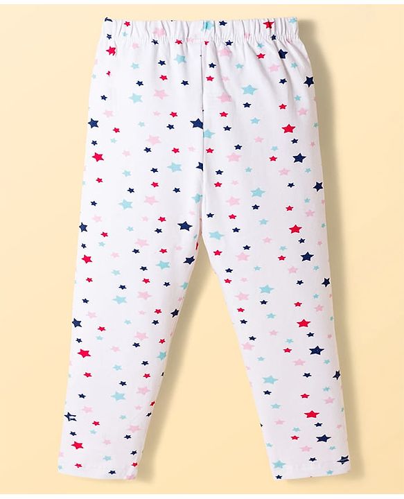 Babyhug Cotton Lycra Knit Full Length Polka Dots & Star Printed Leggings Pack Of 5 - Multicolour