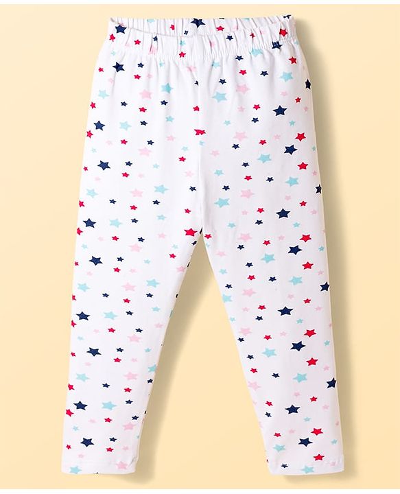 Babyhug Cotton Lycra Knit Full Length Polka Dots & Star Printed Leggings Pack Of 5 - Multicolour