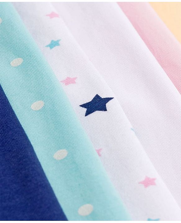 Babyhug Cotton Lycra Knit Full Length Polka Dots & Star Printed Leggings Pack Of 5 - Multicolour