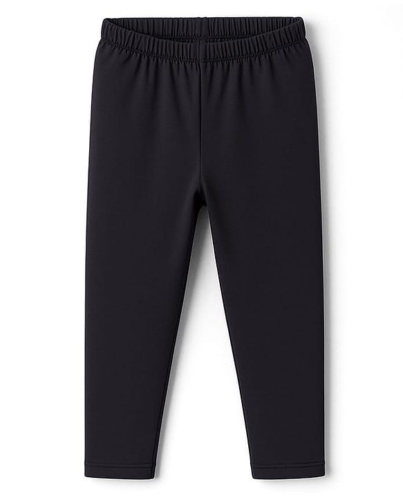 Babyhug Cotton Lycra Full Length Solid colour Leggings - Black
