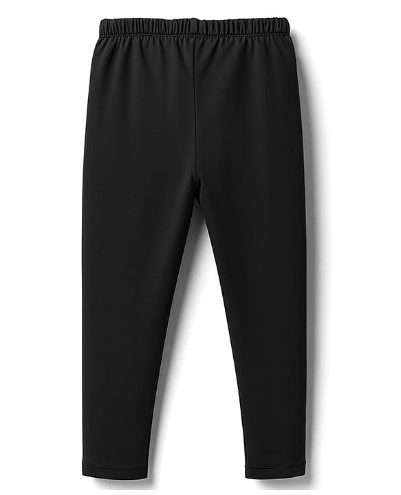 Babyhug Cotton Lycra Full Length Solid colour Leggings - Black